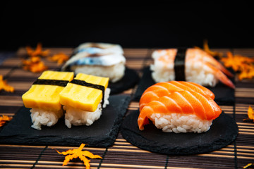 fresh sushi traditional japanese food on the table