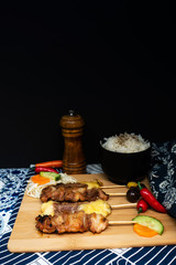 Traditional Japanese skewer Yakitori ready to eat