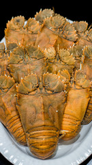 slipper lobster cooked thai style in dish ; Locust lobster, Oricntal flatheaded lobster ; Thenus...