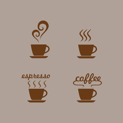 Set Coffee Cafe Hot Vector Design Vector