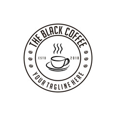 The Black Coffee Cafe Retro Shop Design Vector