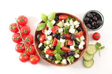 tomato, feta, olive and basil