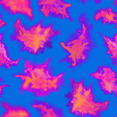 Blue splashes pattern. Watercolor abstract seamless pattern. Background with scattered blue splashes and stains. Hand painted alluring tile of loose expressive paint blots. 4.