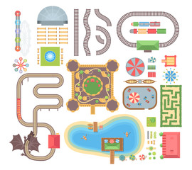 Amusement park - set of modern vector isolated objects