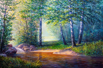 landscape painting of waterfall