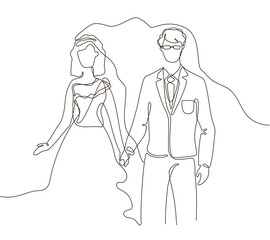 Wedding - one line design style illustration