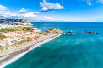 Part of a set of aerial views of a mediterranean spanish beach (San Cristobal beach) at Almunecar, Granada, Spain