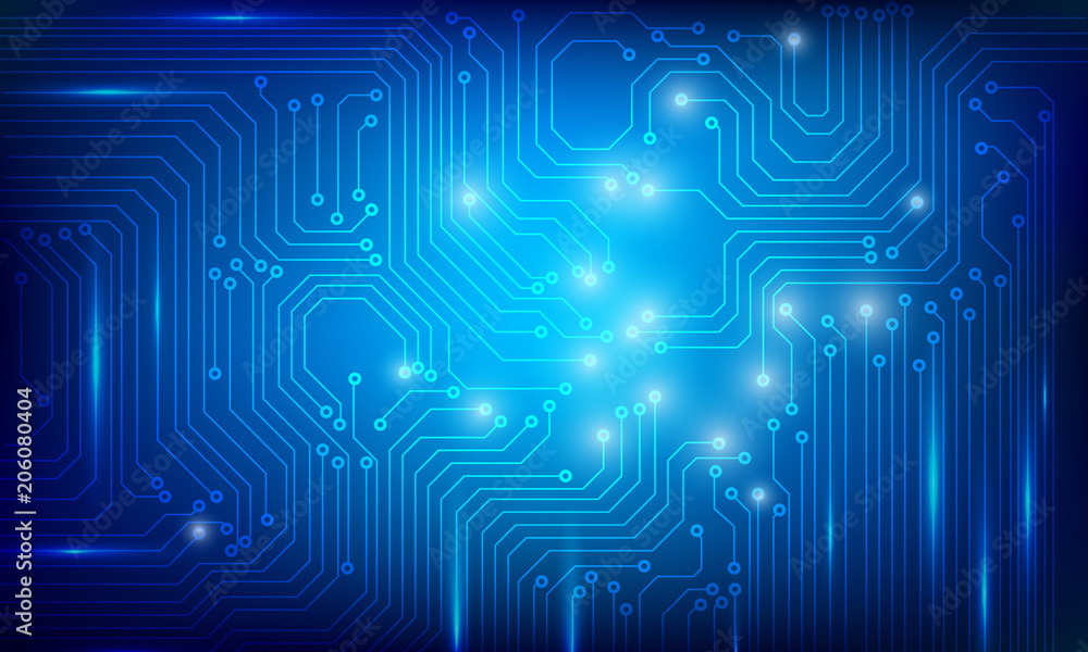 Poster Abstract Blue Circuit Board Line Pattern Scifi Future Design Concept Vector Background