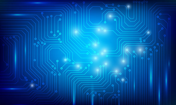 Abstract Blue Circuit Board Line Pattern Scifi Future Design Concept Vector Background