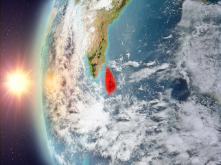Sri Lanka during sunset from space