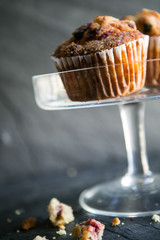 cranberry muffin and crumbs