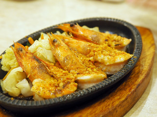 Delicious Shrimp steak fried with butter and garlic