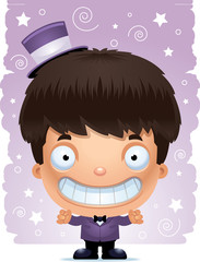 Smiling Cartoon Boy Magician
