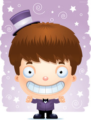 Smiling Cartoon Boy Magician