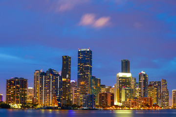 Fototapeta premium Brickell Miami city at twilight long exposure