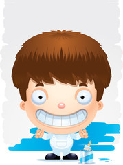 Cartoon Boy Painter Smiling