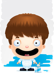 Cartoon Boy Painter Smiling