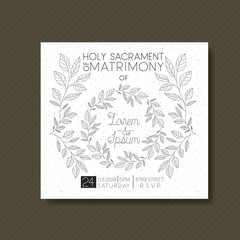 wedding and married invitation card with circular wreath vector illustration