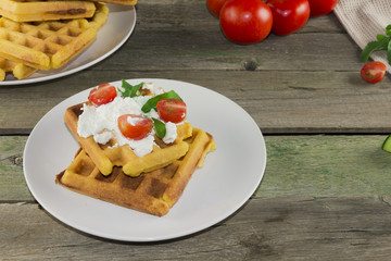waffles with vegetables for breakfast