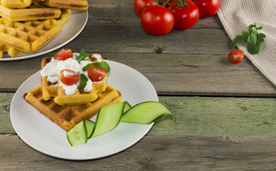 waffles with vegetables for breakfast
