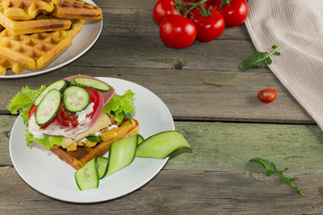 waffles with vegetables for breakfast