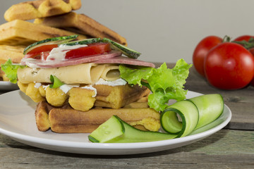 waffles with vegetables for breakfast