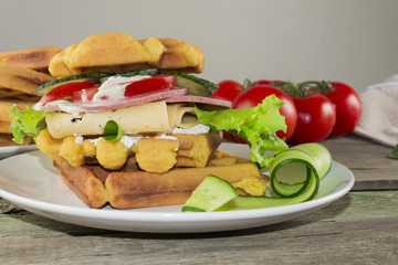 waffles with vegetables for breakfast