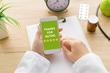 Thanks for rating message on smartphone screen