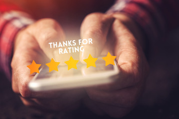 Thanks for rating message on smartphone screen