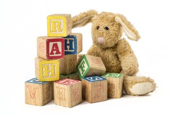 Vintage ABC blocks with Rabbit