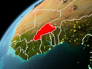 Evening view of Burkina Faso on Earth