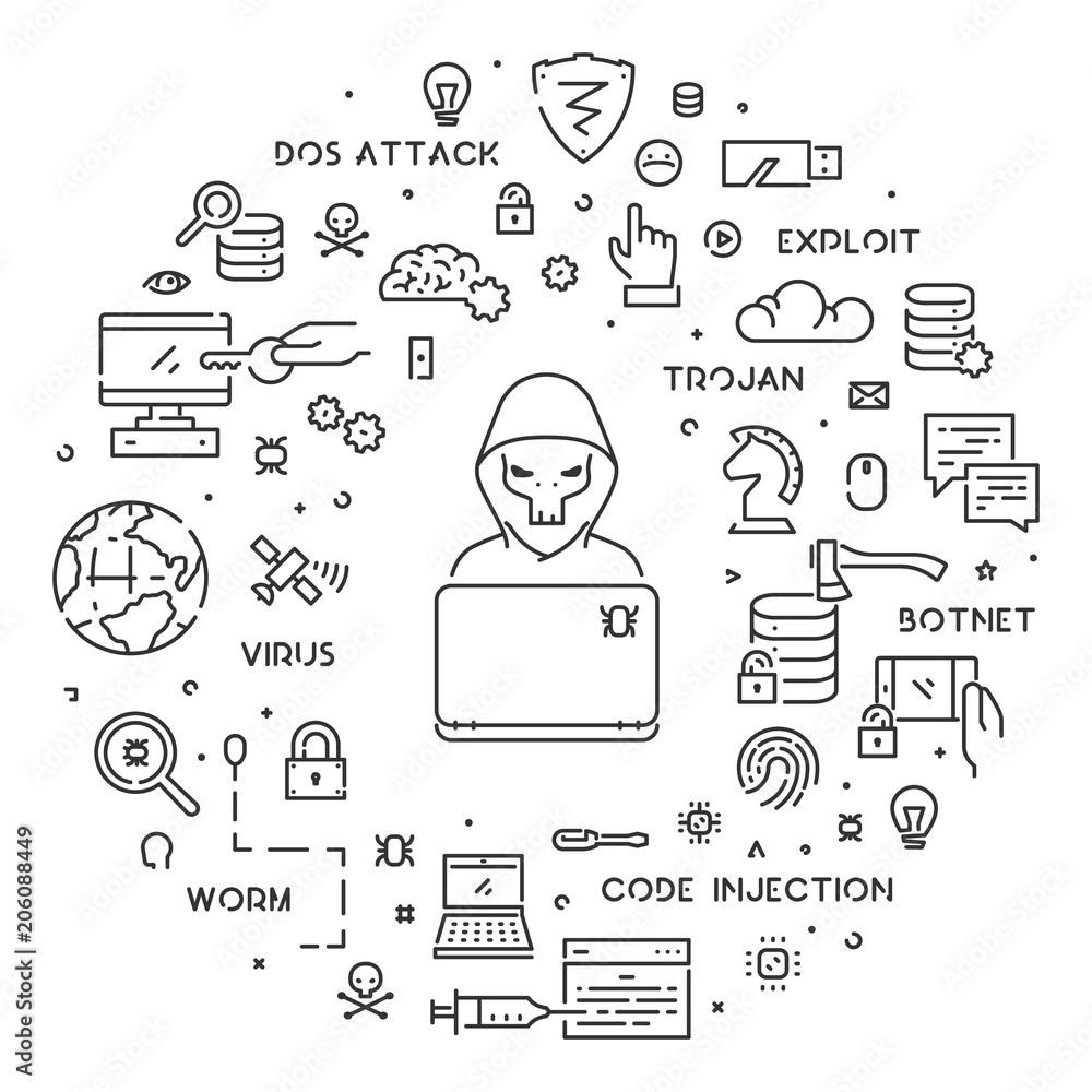 Poster vector linear concept about hacking