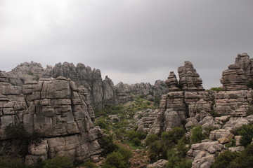 Sentiero de el Torcal de Antequera in un giorno nuvoloso