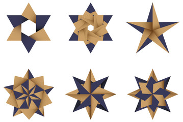 Set of origami stars vector