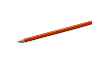 orange color pencils isolated on white background