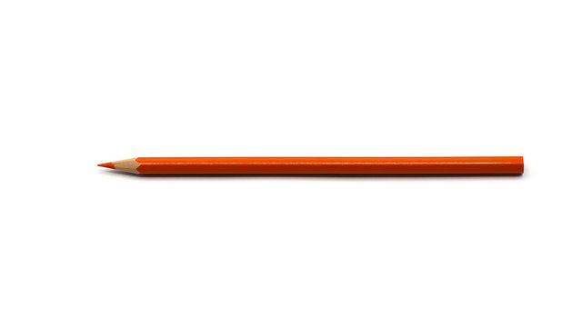 orange color pencils isolated on white background