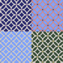Set of four vector illustration. Geometric seamless pattern.