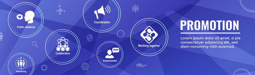 Brand Ambassador Thin Line Outline Icon Web Banner Set - Megaphone, Influencer Marketing Person and Representative