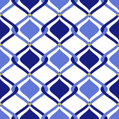 Tiles consisting of blue and dark blue rhombs. Vector seamless pattern illustration.