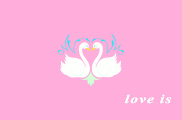 background with swans, love is