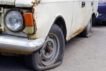 Deflated the tyre of an old car