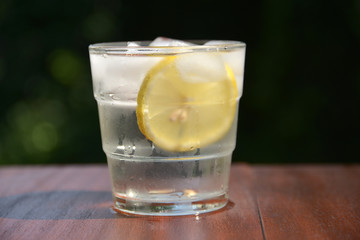 Sparkling water and lemon slice, great detox for body