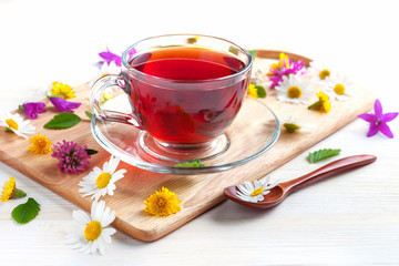 Herbal tea with flowers