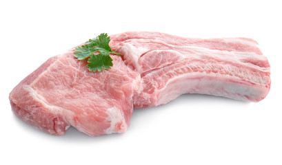 Fresh raw pork rib isolated on white