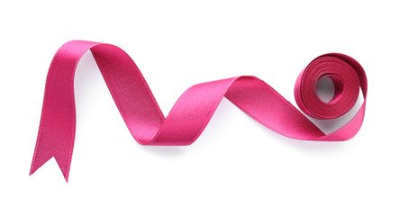 Simple color ribbon on white background, top view