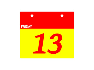Calendar showing friday the 13th