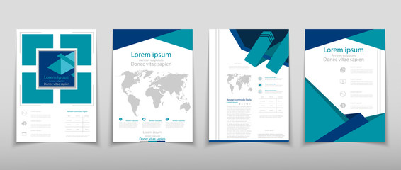 Leaflet cover presentation abstract geometric background, layout in A4 set technology brochure flyer design template vector shadow