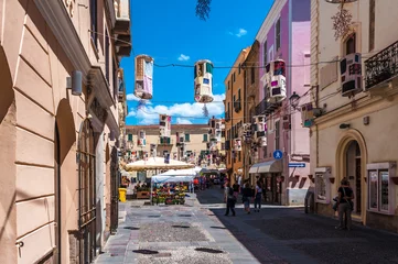 Badezimmer Foto Rückwand the beautiful alley of Alghero old city © replica73