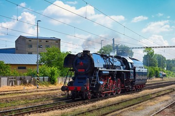 Beautiful old steam train Albatros. Cruise train for special moments of holidays.