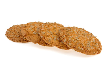 round oatmeal cookies on white background